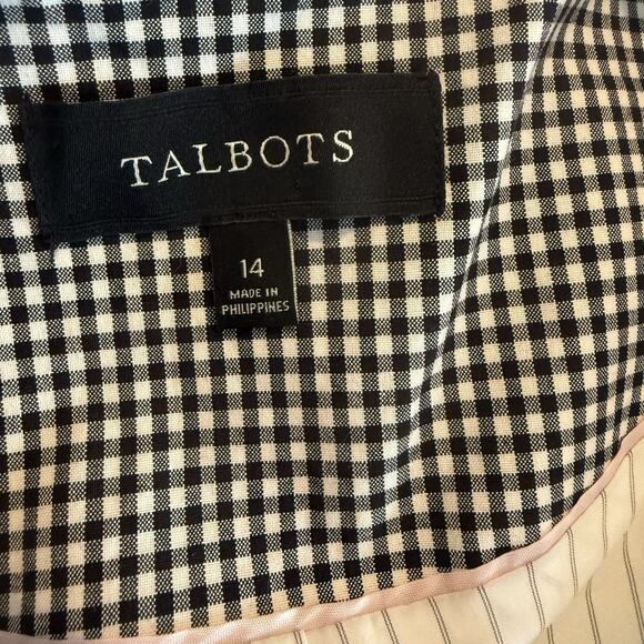 Talbots Black and White Gingham Check Classic Blazer Sz 14 Fully Lined Pristine - Picture 8 of 14